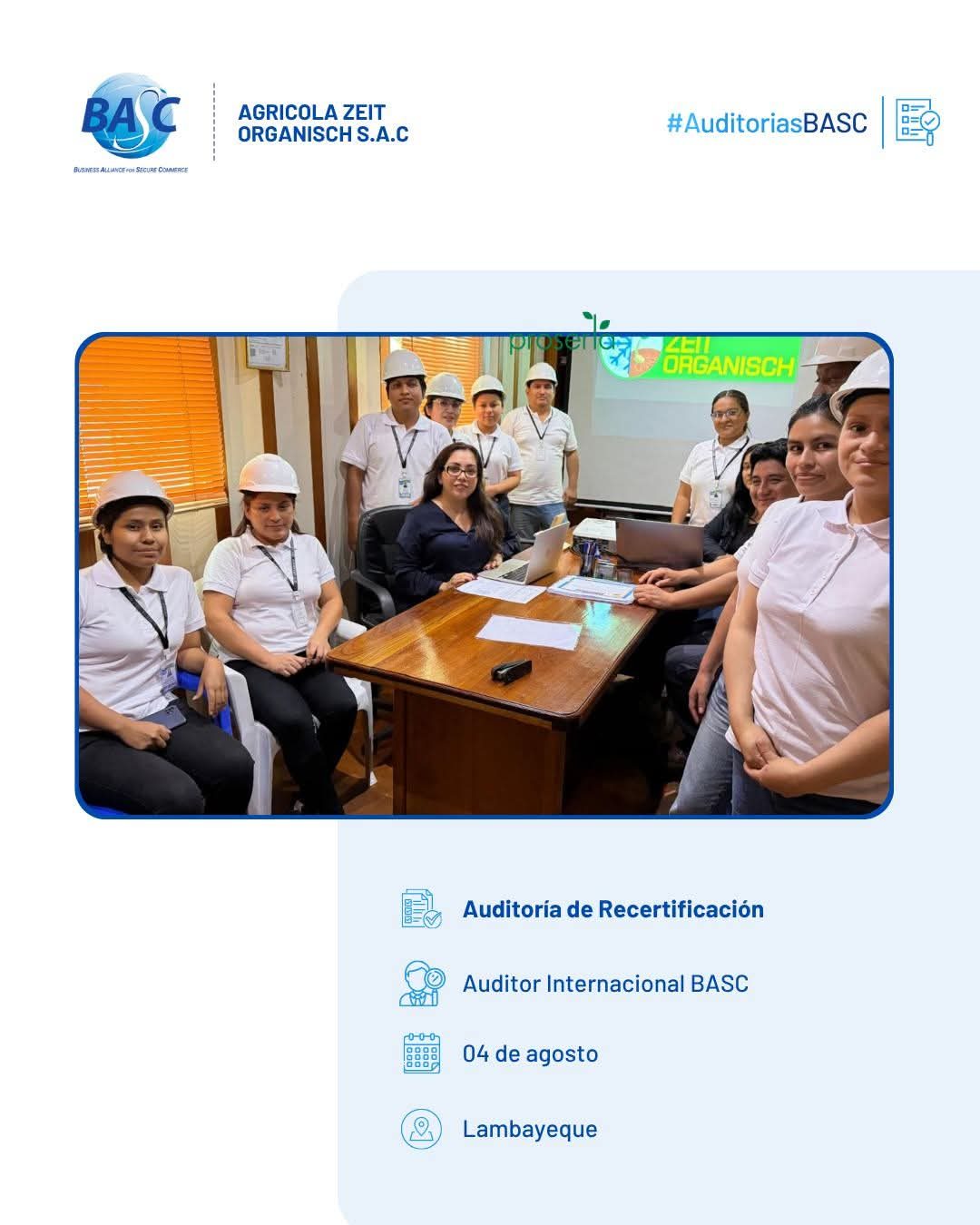 Equipo de la planta durante la auditoría de recertificación BASC